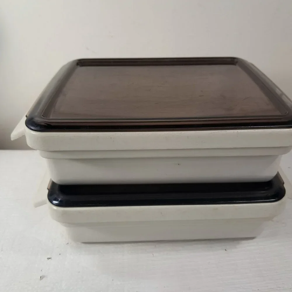 Vintage Litton Ware Conventional Oven‎ Microwave Lidded Cookware set 2 w/ lids